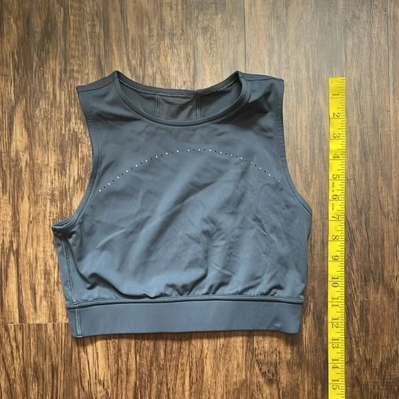 EUC Lululemon Hotty Hot Cropped Tank Graphite Grey 2 - Picture 9 of 12